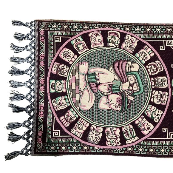 Woven Mayan-Inspired Tapestry Table Runner Or Lightweight Rug Mexico - Picture 4 of 8